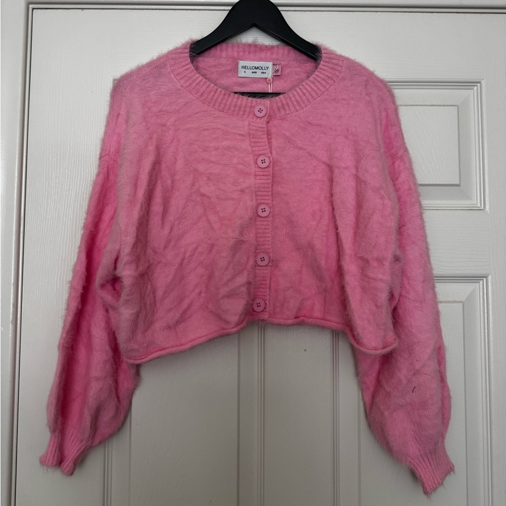 Hello Molly Pink Fuzzy Cardigan